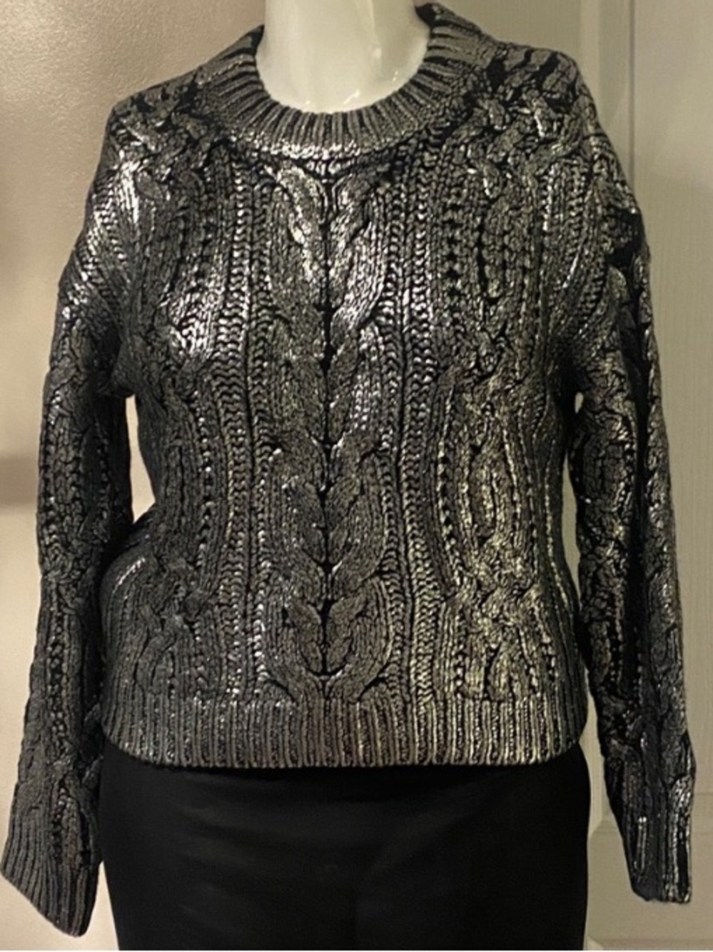 DKNY Black and Silver Knit Sweater
